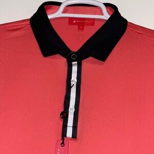REDVANLY GOLF PERFORMANCE MONROE CORAL BLACK COLLAR POLO SHIRT L NWT